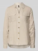 Koszule damskie - Bluzka koszulowa o kroju regular fit z czystej wiskozy - miniaturka - grafika 1