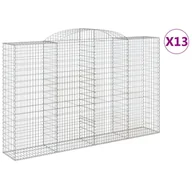 Ogrodzenia - vidaXL Gabiony z wysokim łukiem 13 szt. 300x50x180/200cm Ocynkowane żelazo - miniaturka - grafika 1