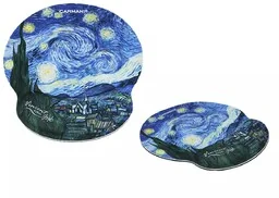 PODKŁADKA POD MYSZ KOMPUTEROWĄ z PODUSZKĄ NA NADGARSTEK Van Gogh - GWIAŹDZISTA NOC (Carmani) - Przyborniki na biurko - miniaturka - grafika 1