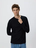 Koszulki męskie - Reserved - Longsleeve regular - czarny - miniaturka - grafika 1