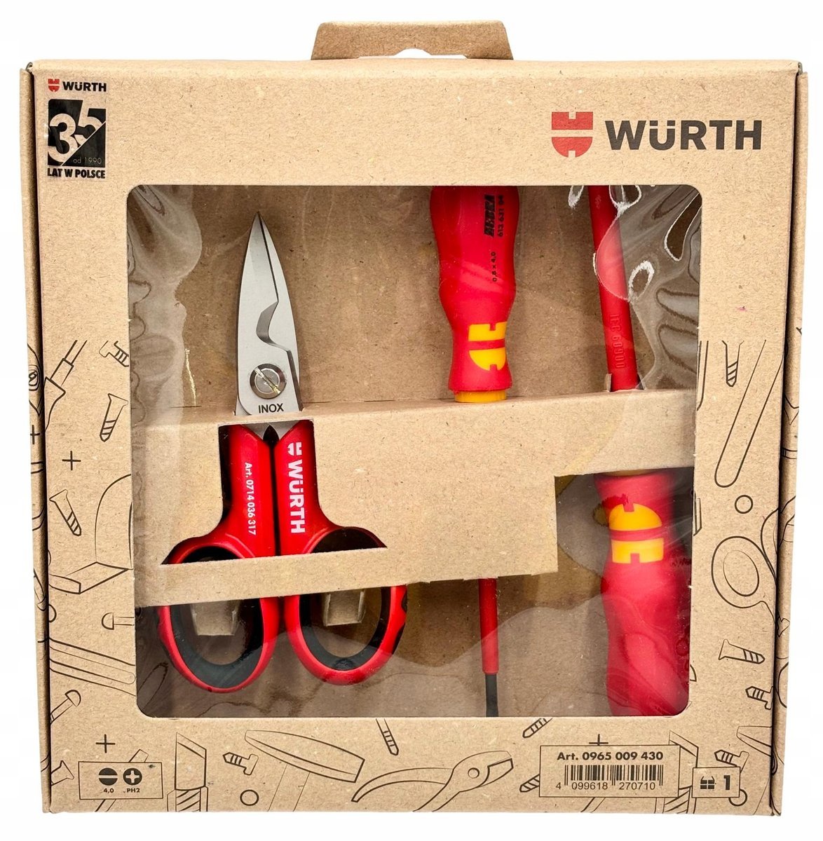 WURTH ZESTAW PREZENTOWY DLA ELEKTRYKA NOŻYCE + 2 SZTUKI WKRĘTAKÓW