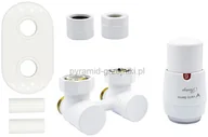 Zawory i kraniki - Varioterm Zawór odcinający kątowy Premium Exclusive All In One z głowicą termo - biały CU - instalacja miedziana APREGS0206C/FK(Cu) - miniaturka - grafika 1
