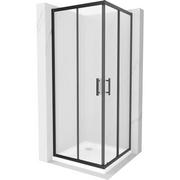 Kabiny prysznicowe - Mexen Rio kabina prysznicowa kwadratowa 70x70 cm, szron, czarna + brodzik Flat, biały - miniaturka - grafika 1