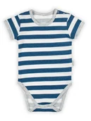 Body dla niemowląt - Niemowlęce body bawełniane z krótkim rękawem w paski granatowe Nicol,r.74 - miniaturka - grafika 1