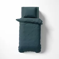 Pościel - Pościel adamaszkowa 140x200 denim granatowa jednobarwna paski 1 cm Pure - miniaturka - grafika 1