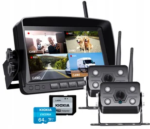 2x Kamera Fhd Bezprzewodowy Zestaw Cofania 64GB - Kamery cofania - miniaturka - grafika 1