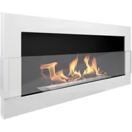 Biokominki - Biokominek 900 x 400 mm biały połysk z szybą - miniaturka - grafika 1