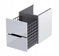 Szafki łazienkowe - Oristo Szafka wisząca boczna niska SILVER UNI 40 cm z koszem, BIAŁY POŁYSK, LISTWA CZARNY OR33-SN1S-40-1-V6 - miniaturka - grafika 1