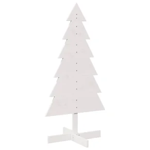 vidaXL Drewniana choinka do udekorowania, biała, 120 cm, sosnowa - Choinki - miniaturka - grafika 1