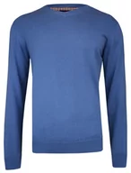 Swetry męskie - Sweter Niebieski w Serek (V-neck) -Adriano Guinari- Klasyczny, Męski, Błękitny - miniaturka - grafika 1
