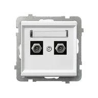 Gniazdka elektryczne - Ospel Gniazdo antenowe typu F podwójne SONATA - biały mat - miniaturka - grafika 1