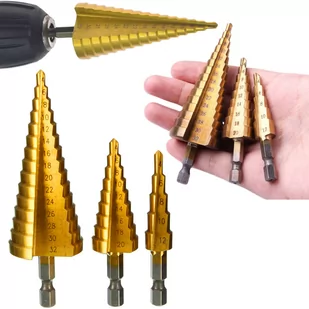 WIERTŁA STOPNIOWE STOŻKOWE DO METALU ZESTAW 4-32MM - Wiertła - miniaturka - grafika 1