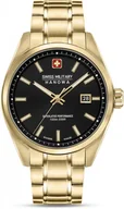 Zegarki męskie - Zegarek męski SWISS MILITARY SMWGH0004110 złoty klasyczny do pływania - miniaturka - grafika 1