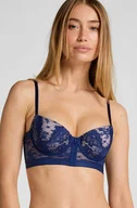 Biustonosze - Hunkemöller Usztywniony długi biustonosz z fiszbinami Lou Niebieski - miniaturka - grafika 1