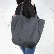 Torebki damskie - Lazy bag torba czarna na zamek / vegan / eco - miniaturka - grafika 1
