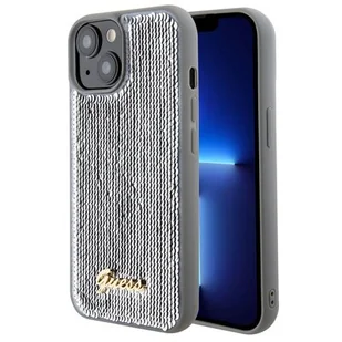 Guess GUHCP15SPSFDGSS iPhone 15 6.1" srebrny/silver hardcase Sequin Script Metal - Etui i futerały do telefonów - miniaturka - grafika 1