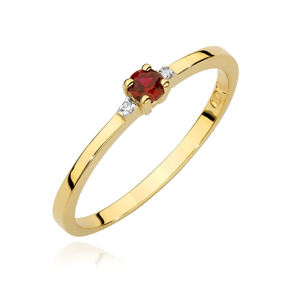 Złoty pierścionek Rubin 0,15ct żółte złoto pr. 585