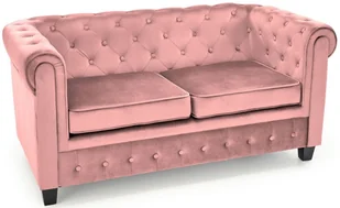 Sofa welurowa pikowana ERIKSEN XL różowy / czarny - Sofy i kanapy - miniaturka - grafika 1