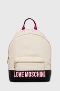 Plecaki - Love Moschino plecak damski kolor beżowy duży z aplikacją - miniaturka - grafika 1