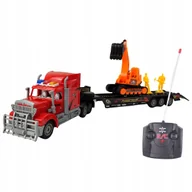 Zabawki zdalnie sterowane - ZDALNIE STEROWANA LAWETA TIR Z NACZEPĄ KOPARKA RC FIGURKI REALISTYCZNA 6+ - miniaturka - grafika 1