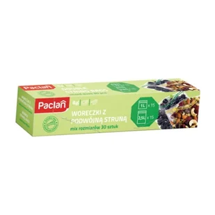 Paclan, woreczki z powdójną struną 1 L i 2,5 L, 2 x 15 szt. - Folia, papier śniadaniowy, serwetki - miniaturka - grafika 1