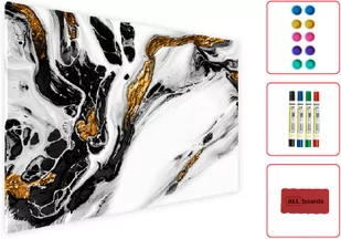 OUTLET Tablica magnetyczna metalowa MARMUR ZŁOTY BIAŁY 90x60cm MetalBoards blacha z nadrukiem na wszystkie rodzaje magnesów + zestaw akcesoriów GRATIS - Biuro i firma OUTLET - miniaturka - grafika 1