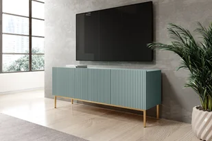 Szafka RTV Nicole 150 cm - szałwia MDF / złote nóżki - Szafki RTV - miniaturka - grafika 4