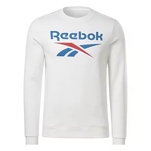 Reebok Męska bluza Big Stacked Logo Crew, biała, L, biały, L - Bluzy męskie - miniaturka - grafika 1