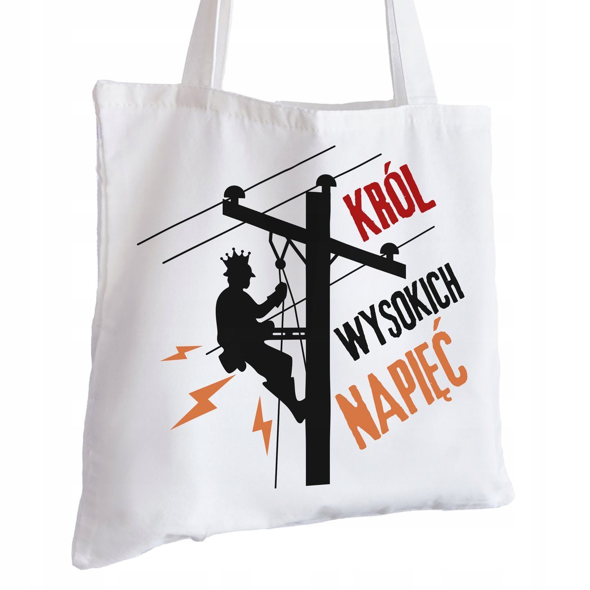 Torba Bawełniana biała dla Elektryka Na Prezent ekologiczna Trwały Nadruk