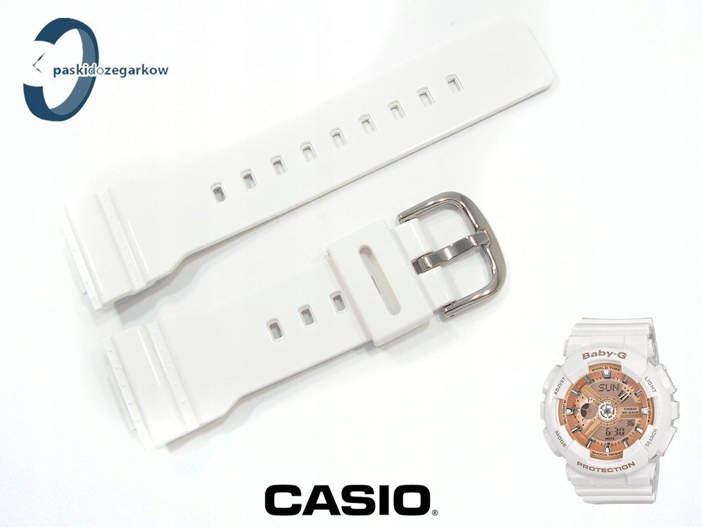 Pasek Casio Baby-G BA-110 BA-112 BA-120 BA-125 BA-111 biały połysk
