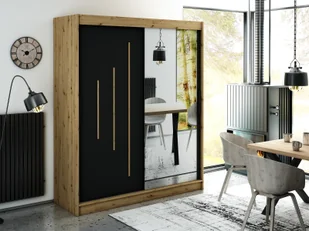 MINIO szafa 180 cm LETO Y2 czarny mat / dąb Artisan - Szafy - miniaturka - grafika 1