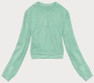 Bluzy damskie - Cienka krótka bluza dresowa damska miętowa (8B938-61) - J STYLE - miniaturka - grafika 1