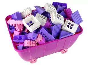 Kuferek Pastelowy Różowy Z Klockami K2 180 El. - Klocki - miniaturka - grafika 2