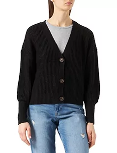 Vero Moda Kobiety Vmlea Ls V-Neck Cuff Cardigan Noos Kardigan, Czarny, XS - Swetry damskie - miniaturka - grafika 1