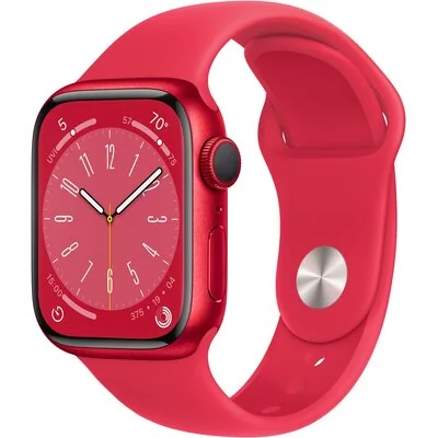 Apple Watch 8 41mm Czerwony z opaską sportową w kolorze czerwonym