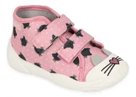 Buty dla dziewczynek - Trampki kapcie dziecięce dziewczęce na rzepy różowe Befado 212P077 -23 - miniaturka - grafika 1
