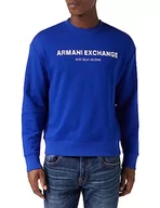 Bluzy męskie - Armani Exchange Męska bluza Cross Gender, Sustainable, Cuffed, niebieski, L - miniaturka - grafika 1