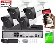 Zestawy do monitoringu - Zestaw monitoringu domu IP Hikvision 4 kamery PoE IR30M - miniaturka - grafika 1