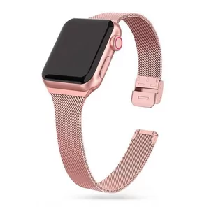 Milanese Z Zapięciem (Zwężana) Opaska Pasek Bransoleta Apple Watch 1/2/3/4/5/6/7/8/Se 38/40/41Mm Różowa - Akcesoria do smartwatchy - miniaturka - grafika 1
