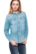 Koszule damskie - Wrangler, Koszula damska, Flower Shirt Light Indigo W51787Pte, rozmiar S - miniaturka - grafika 1