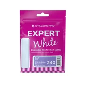Akcesoria do paznokci - Staleks Pro Expert White DFE-51-240w Nakładki Jednorazowe Białe Do Polerki Gradacja 240 10 Sztuk - miniaturka - grafika 1