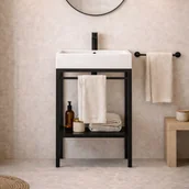 Umywalki - Massi Zestaw umywalka z konglomeratu NAVI 50 x 45 cm + stojąca konsola NAVI Step - miniaturka - grafika 1