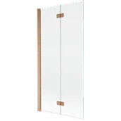 Parawany nawannowe - Mexen Mist parawan nawannowy 2-skrzydłowy lewy 90 x 150 cm, transparent, miedź szczotkowana - 8A9-090-002-65-00-L - miniaturka - grafika 1