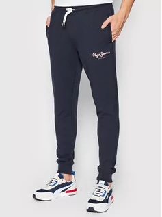 Spodnie sportowe damskie - Pepe Jeans Spodnie dresowe George PM211480 Granatowy Slim Fit - grafika 1