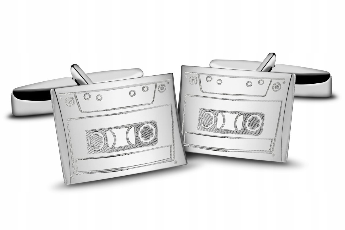 spinki do mankietów klasyczna kaseta muzyczna ,srebro próba 925