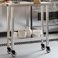 Wózki na żywność - Kuchenny stół roboczy na kółkach 82,5x30x85 cm, stal nierdzewna Lumarko! - miniaturka - grafika 1