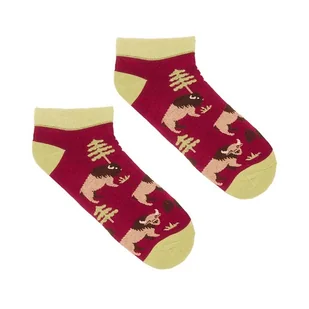 Żubry bordo bawełniane skarpetki stopki we wzory Kabak - Skarpetki męskie - miniaturka - grafika 1