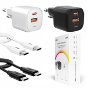 Ładowarki do telefonów - 2x SZYBKA ŁADOWARKA USB C DO TELEFONU UNIWERSALNA 20W + 2x KABEL USB C 100W - miniaturka - grafika 1