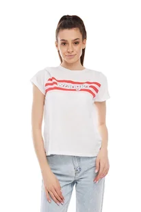 WRANGLER SS RAINBOW TEE WHITE W7ZBEV989 M - Koszulki i topy damskie - miniaturka - grafika 1