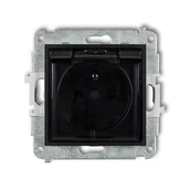 Gniazdka elektryczne - Karlik Gniazdo pojedyncze z uziemieniem IP44 czarny 12MGPB-1zdp - miniaturka - grafika 1